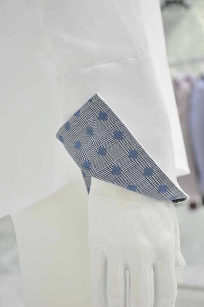 Cream shirt glamour men's suit blue white and black 100% made in Italy by Cleofe Finati