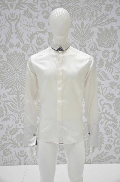 Camicia panna abito da uomo glamour bianco e sabbia made in Italy 100% by Cleofe Finati