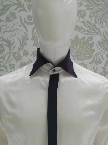 Cream shirt glamour men’s suit midnight blue 100% made in Italy by Cleofe Finati