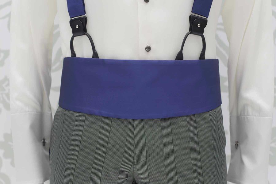 Blue fabric band belt glamour men’s suit grey green blue 100% made in Italy by Cleofe Finati
