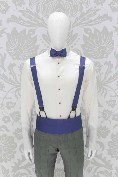 Blue fabric band belt glamour men’s suit grey green blue 100% made in Italy by Cleofe Finati