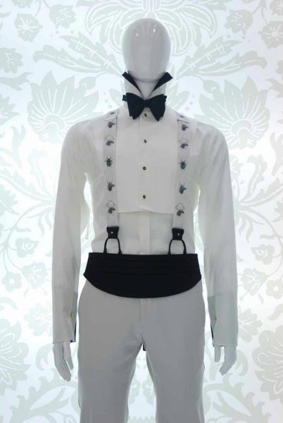 Black fabric band belt glamour men’s suit silver white and black 100% made in Italy by Cleofe Finati