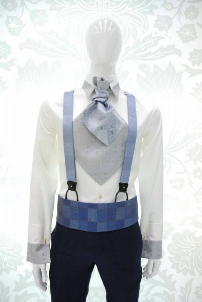 Blue grey fabric band belt glamour men’s suit midnight blue 100% made in Italy by Cleofe Finati