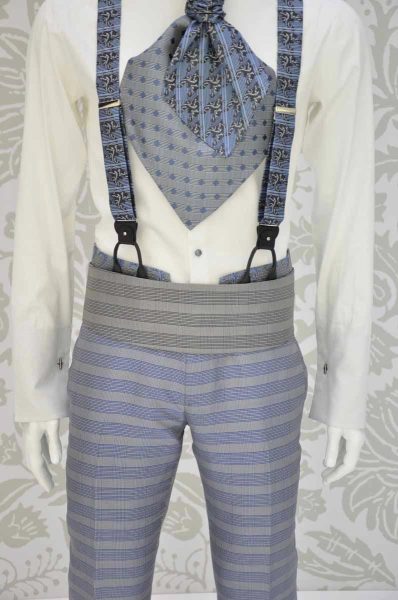 Band belt in white black grey fabric glamour men’s suit blue white and black 100% made in Italy by Cleofe Finati