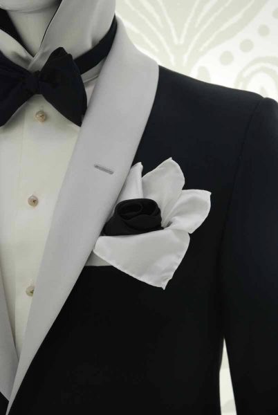 Glamorous luxury men’s suit black and silver white 100% made in Italy by Cleofe Finati