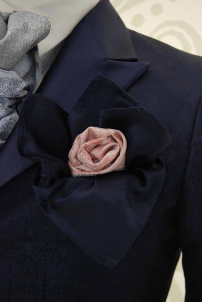 Doppio fazzoletto pochette rosa e blu notte abito da uomo glamour blu notte made in Italy 100% by Cleofe Finati