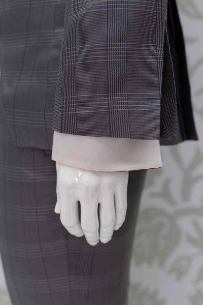 Glamorous luxury grey and red men's suit jacket 100% made in Italy by Cleofe Finati