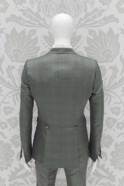 Glamorous luxury grey and red men's suit jacket 100% made in Italy by Cleofe Finati