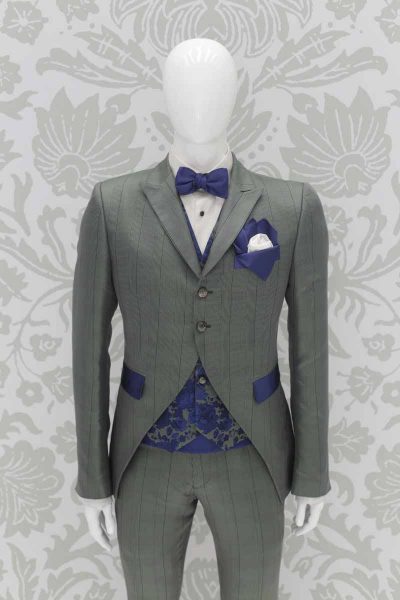 Glamorous luxury grey and red men's suit jacket 100% made in Italy by Cleofe Finati