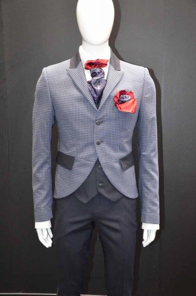 Glamorous luxury grey and blue men's suit jacket 100% made in Italy by Cleofe Finati