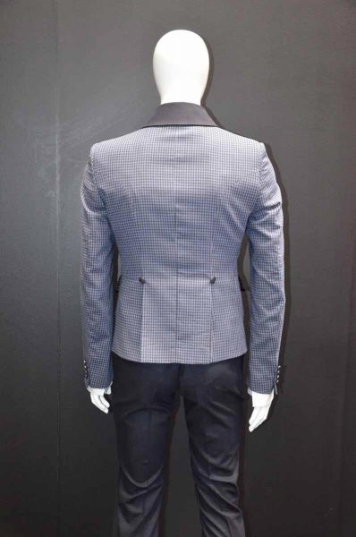Glamorous luxury grey and blue men's suit jacket 100% made in Italy by Cleofe Finati