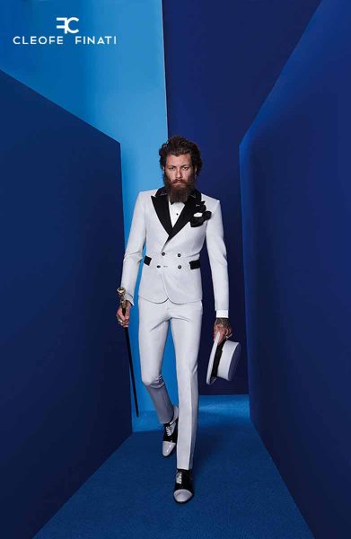 Tuxedo jacket for men, glamour white, silver and black 100% made in Italy by Cleofe Finati