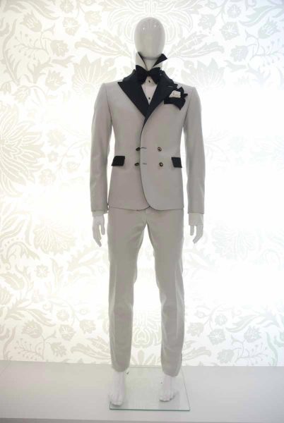 Giacca smoking abito da uomo glamour bianco silver e nero made in Italy 100% by Cleofe Finati