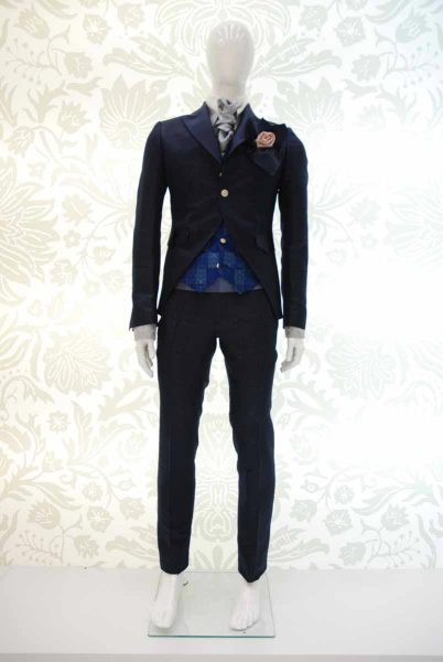 Glamorous luxury men’s suit jacket midnight blue 100% made in Italy by Cleofe Finati