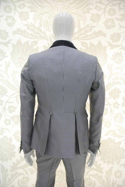 Glamour men's suit white and black hound’s tooth  100% made in Italy by Cleofe Finati