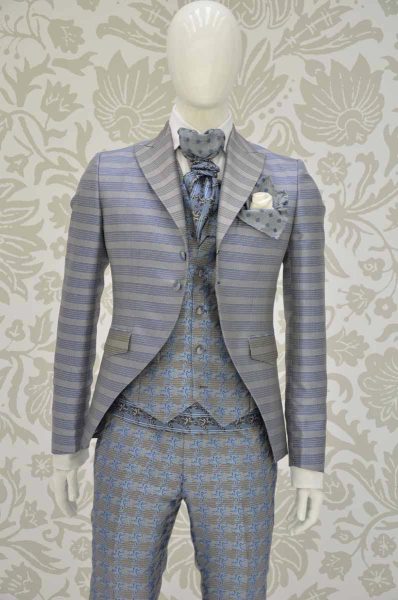 Prince of Wales glamorous men’s suit jacket blue white and black 100% made in Italy by Cleofe Finati