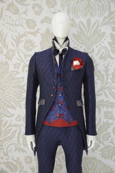 Glamorous luxury men’s suit jacket midnight blue 100% made in Italy by Cleofe Finati