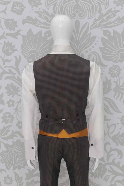 Waistcoat vest glamour men's anthracite grey and ochre 100% made in Italy by Cleofe Finati