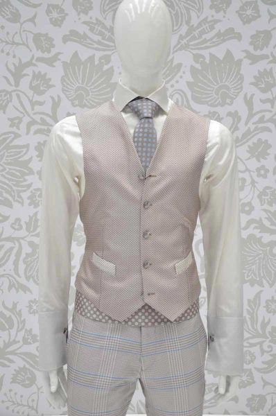 Waistcoat vest glamour men’s suit light blue sand 100% made in Italy by Cleofe Finati