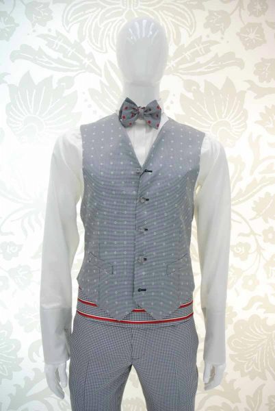Waistcoat vest glamour men's suit white and black 100% made in Italy by Cleofe Finati