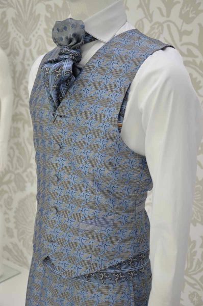 Waistcoat vest glamour men's suit blue white and black 100% made in Italy by Cleofe Finati