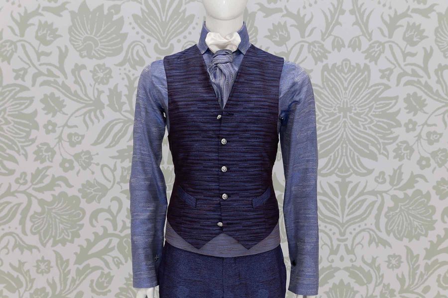 Waistcoat vest glamour men's suit cobalt blue 100% made in Italy by Cleofe Finati