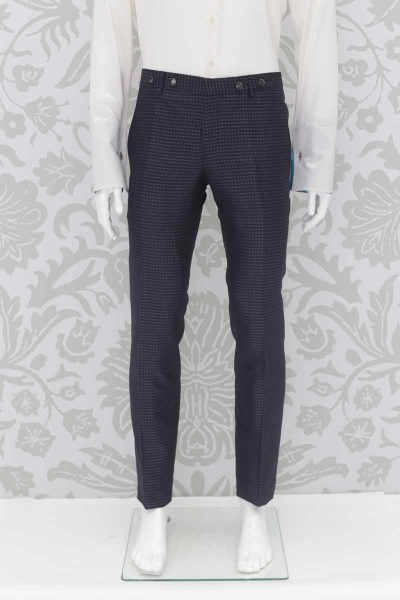Glamour anthracite grey and turquoise men's suit trousers 100% made in Italy by Cleofe Finati