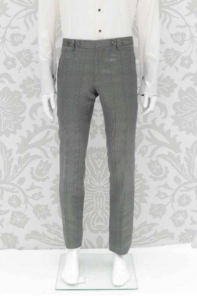 Glamorous grey green blue luxury men's suit trousers 100% made in Italy by Cleofe Finati