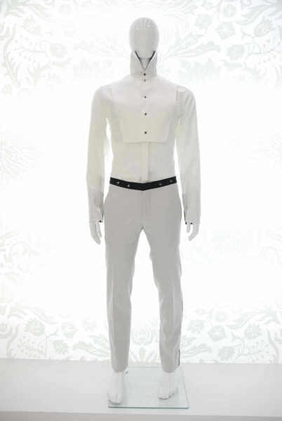 Glamour men's suit trousers silver white and black 100% made in Italy by Cleofe Finati