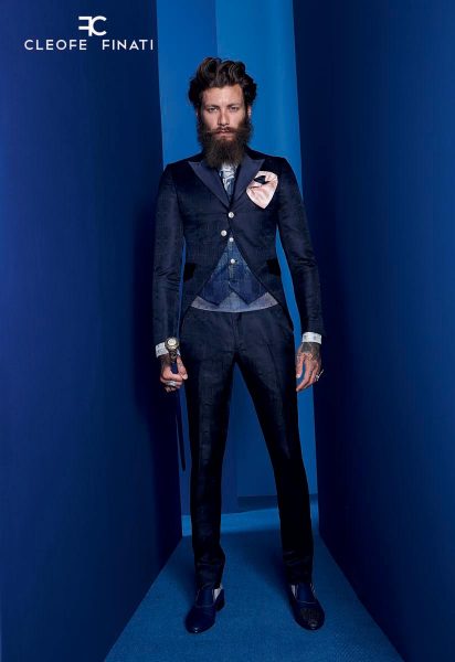 Trousers glamour men’s suit midnight blue 100% made in Italy by Cleofe Finati