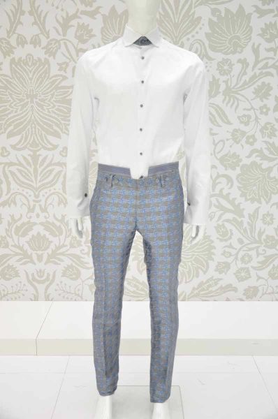 Glamour men's suit trousers blue white black 100% made in Italy by Cleofe Finati