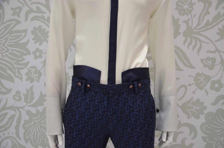Pantalone abito da uomo glamour blu notte made in Italy 100% by Cleofe Finati