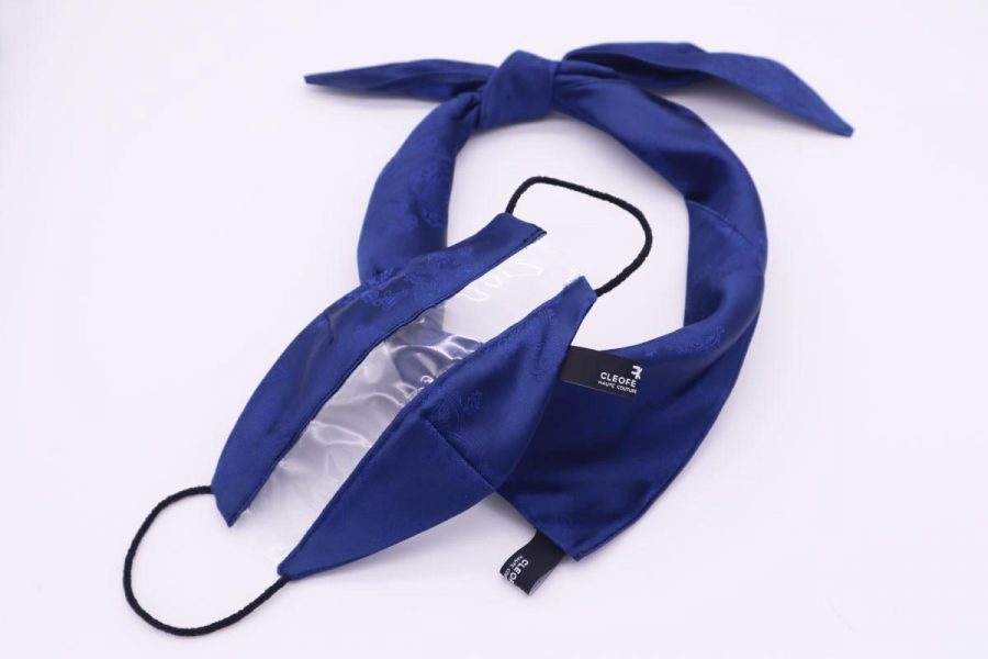 Silk Man Woman Headband & Hair Bandana dark blue Fiordaliso by Cleofe Finati