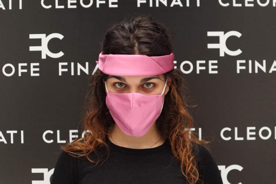 Silk pink Headband & Hair Bandana Made in Italy Bouganville by Cleofe Finati