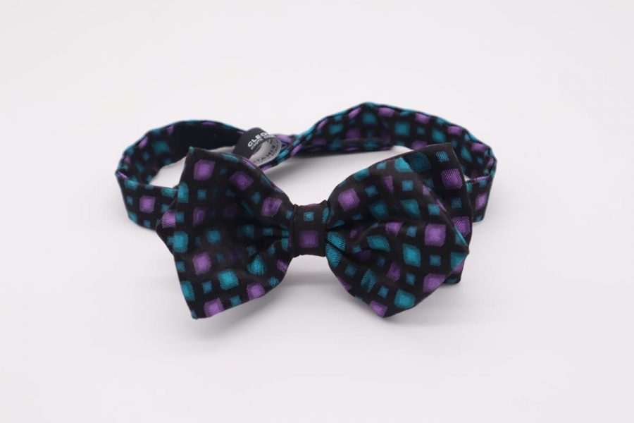 Silk blue and violet bow tie for man woman child Grape by Cleofe Finati