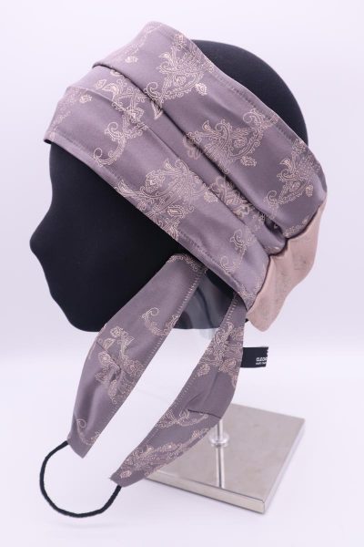 Silk beige and grey Hair Band Made in Italy Camelia by Cleofe Finati