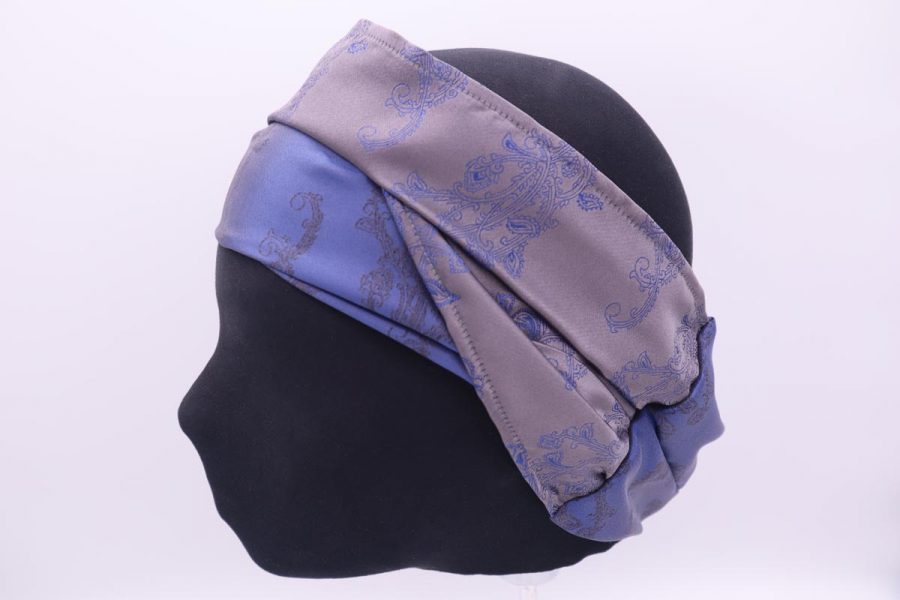 Silk grey and blue Hair Band Made in Italy Maonia by Cleofe Finati