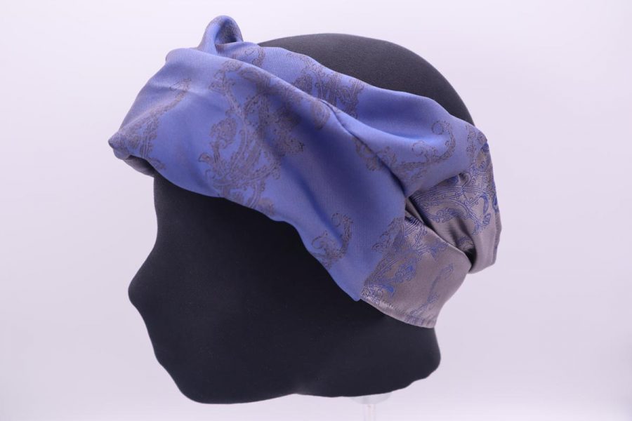 Silk grey and blue Hair Band Made in Italy Maonia by Cleofe Finati