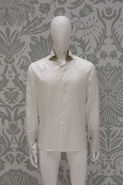 Cream shirt fashion wedding suit havana 100% made in Italy by Cleofe Finati