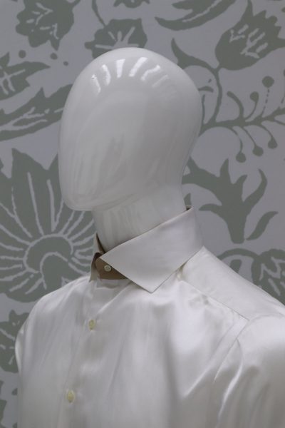 Cream shirt fashion wedding suit havana 100% made in Italy by Cleofe Finati