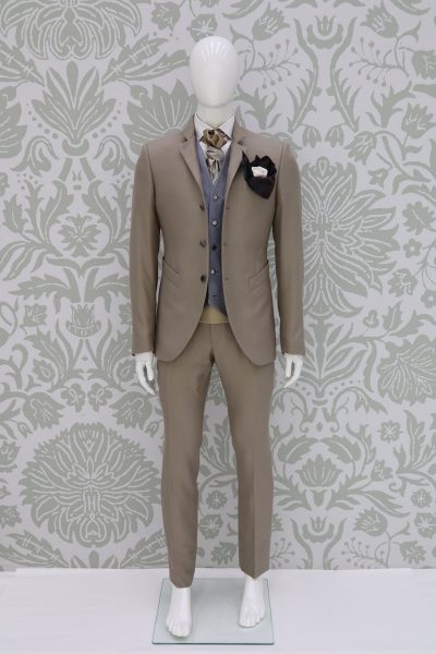 Fashion havana wedding suit jacket 100% made in Italy by Cleofe Finati