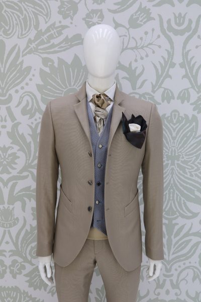 Fashion havana wedding suit jacket 100% made in Italy by Cleofe Finati