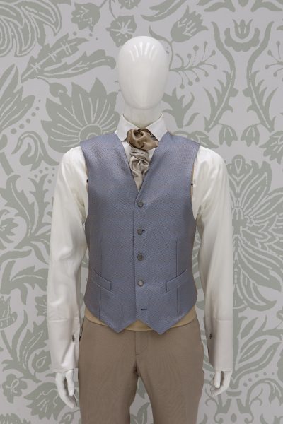 Waistcoat vest sand light blue fashion havana wedding suit 100% made in Italy by Cleofe Finati