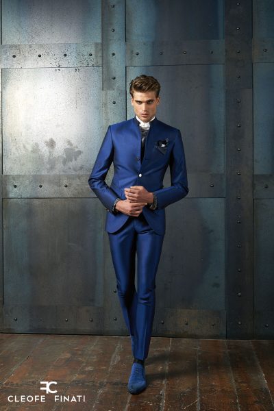 Fashion blue wedding suit 100% made in Italy by Cleofe Finati