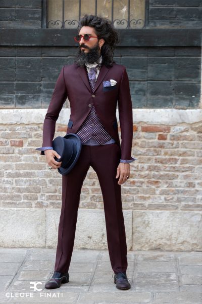 Abito da uomo fashion bordeaux made in Italy 100% by Cleofe Finati