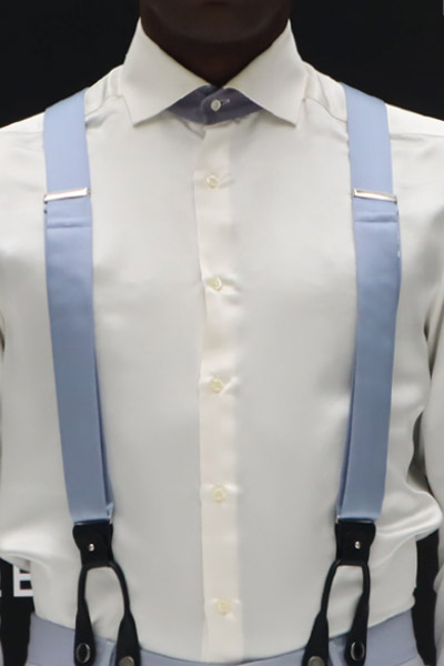 Suspenders Wedding suit blue sky fashion 100% made in Italy by Cleofe Finati