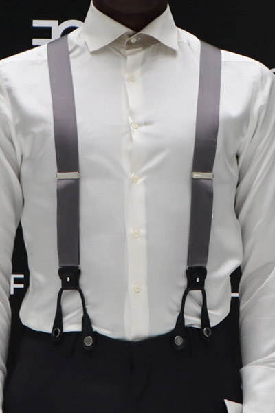 Suspenders black fashion wedding suit black 100% made in Italy by Cleofe Finati