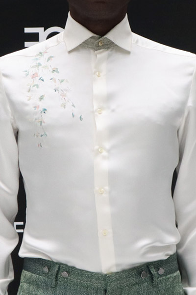 Manual painting cream groom suit shirt 100% made in Italy by Cleofe Finati