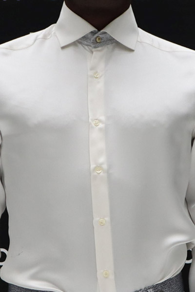 White optic shirt with a glamorous grey suit 100% made in Italy by Cleofe Finati