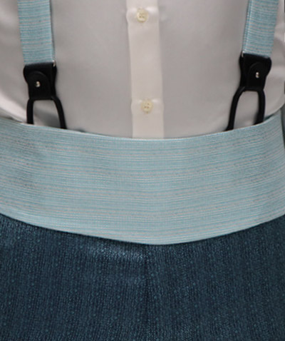 Band belt in light blue fabric glamour men’s suit 100% made in Italy by Cleofe Finati